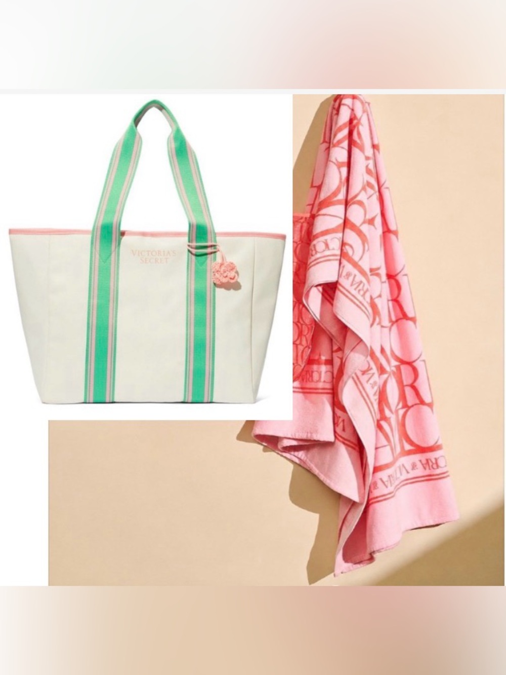 Victoria's Secret Floral Tote and Towel